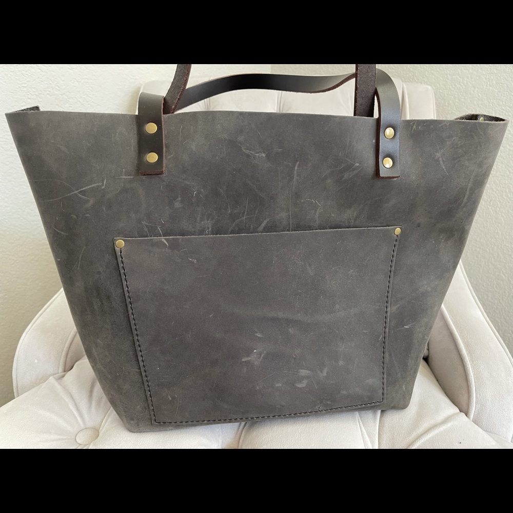 Portland leather goods large grey gray tote